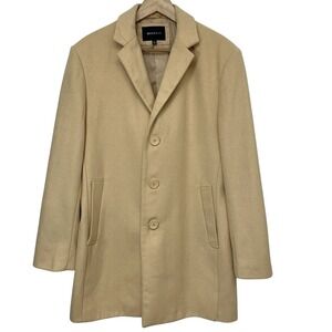 Braveman Overcoat Large Wool Blend 3 Button Camel Business Classic Casual Preppy